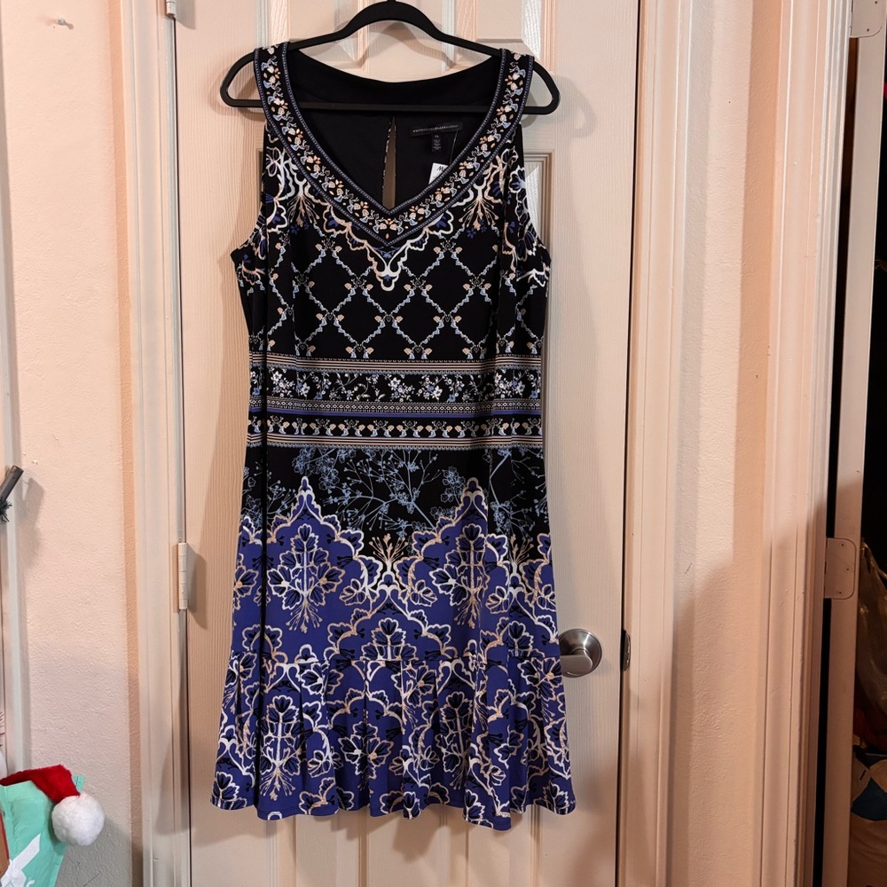 White House Black Market Black and Blue Floral Mini Dress
